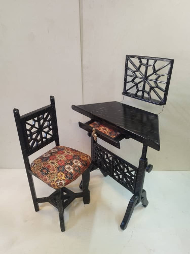 ست میز و صندلی مدل شمس مشکی طرح دار